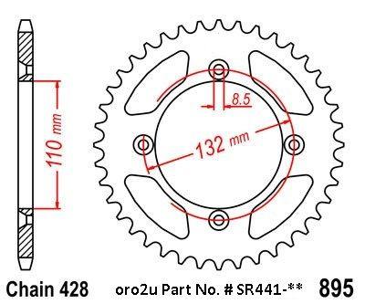 Rear Sprocket Alloy Renthal, Ultralite 441U-428-46GPSI Silver