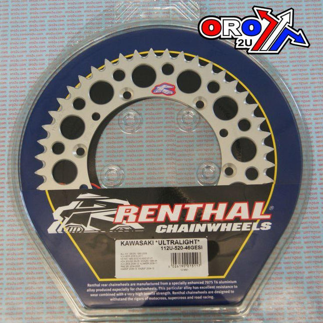 Rear Sprocket Alloy Renthal, Ultralite 112U-520-46GESI Silver