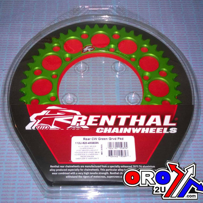 Rear Sprocket Alloy Renthal, Ultralite 112U-520-48GEGN Green, 112U-520-48GN