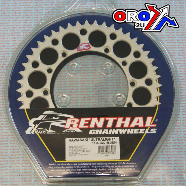 Rear Sprocket Alloy Renthal, Ultralite 112U-520-48GESI Silver, 112U-520-48GESI