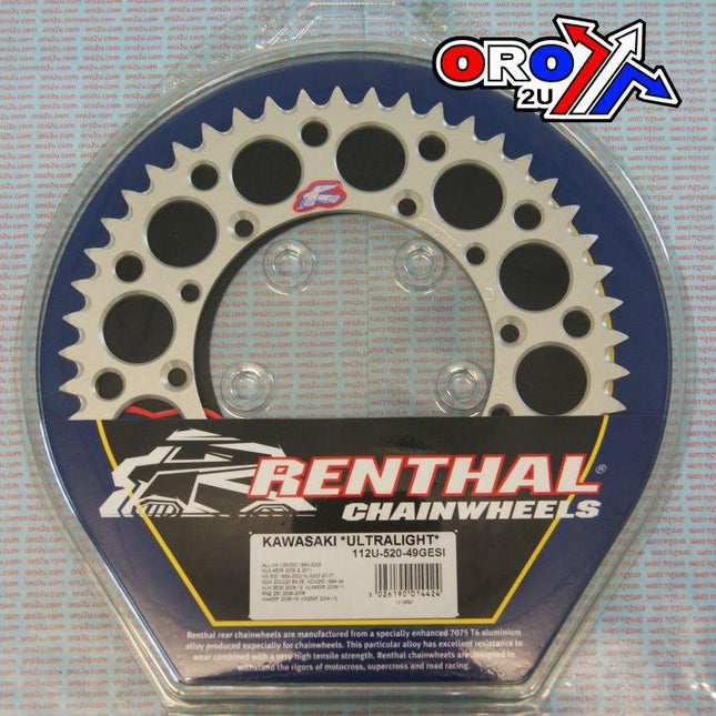 Rear Sprocket Alloy Renthal, Ultralite 112U-520-49GESI Silver