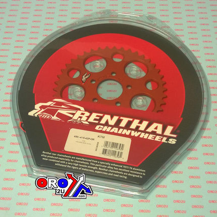 Rear Sprocket Renthal 480, KTM 50 2010-2013 42T Orange, 480--415-42P-OR