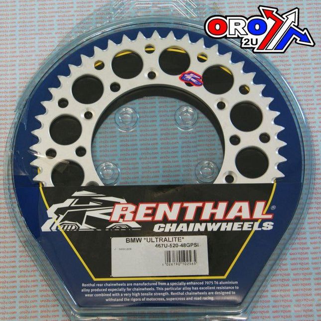 Rear Sprocket Renthal BMW, Ultralite 467U-520-48GPSI Silver