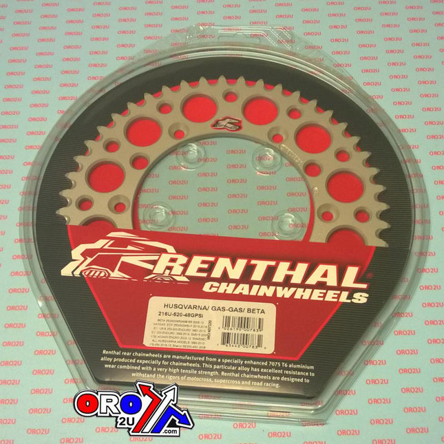 Rear Sprocket Alloy Renthal, Ultralite 216U-520-48GPSI, Husqvarna / Gasgas / Beta