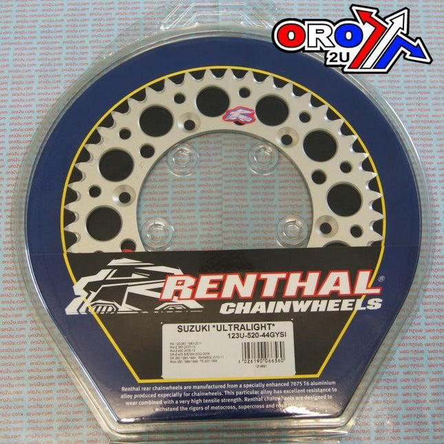 Rear Sprocket Alloy Renthal, Ultralite 123U-520-44GYSI
