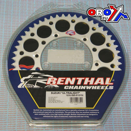 Rear Sprocket Alloy Renthal, Ultralite 123U-520-51GYSI