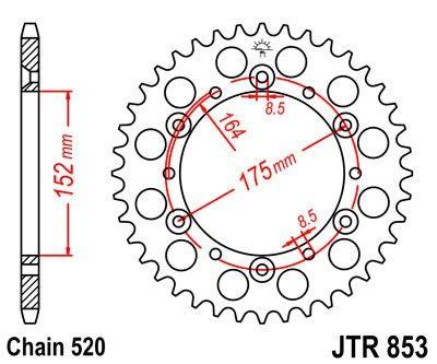 Mino Rear Sprocket Alloy Blk 853, 25-831-520-44