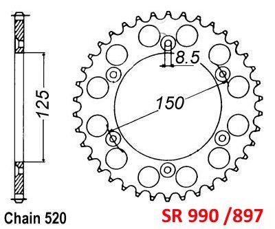 Rear Sprocket Steel 46 [JTR897.46] 520, Silver