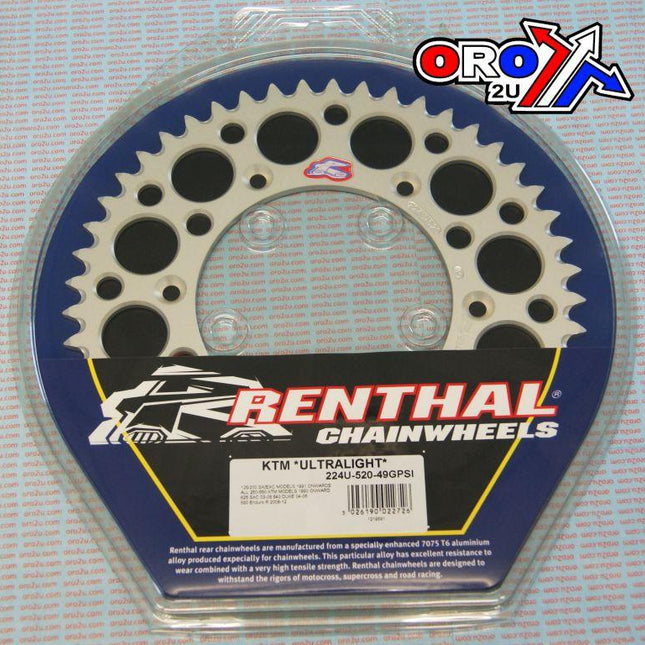Rear Sprocket Renthal KTM, Ultralite 224U-520-49GPSI