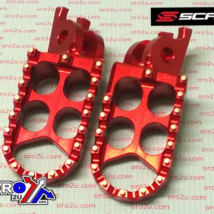 Standard Footpegs Red 02-26 Honda CR CRF Kawasaki KX 125 150 250 300 450 1000 1100 48mm Scar S3215R