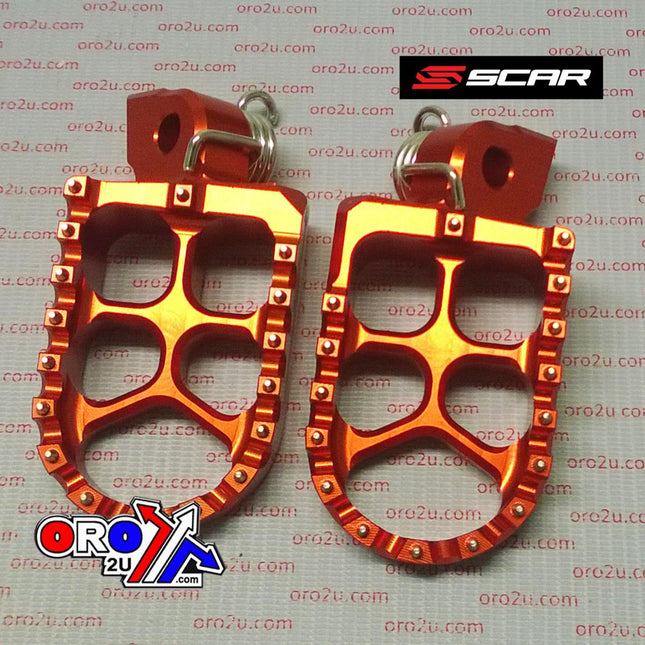 Evo Footpegs Orange 16-24 KTM Husqvarna Gas-gas Sx Xc Exc Tc Tx Te Fc Fe Fs Mc Ec 57mm Scar S5511OR