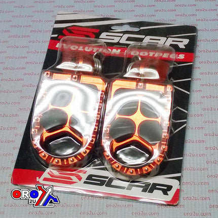 Evo Footpegs Orange 16-24 KTM Husqvarna Gas-gas Sx Xc Exc Tc Tx Te Fc Fe Fs Mc Ec 57mm Scar S5511OR