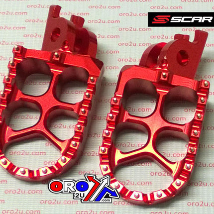 Evo Footpegs Red 02-26 Honda Kawasaki CR CRF KX 125 150 250 300 450 1000 1100 57mm Scar S3515R