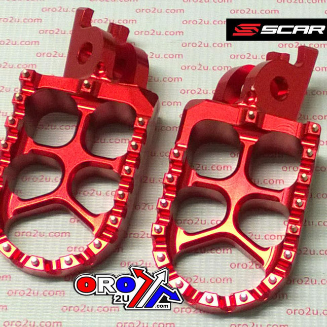 Evo Footpegs Red 02-26 Honda Kawasaki CR CRF KX 125 150 250 300 450 1000 1100 57mm Scar S3515R