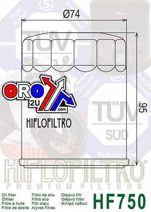 Oil Filter Hiflo HF750, N26-13440-00-00 Yamaha