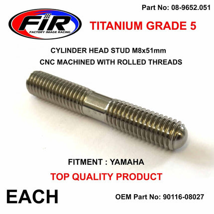 Titanium G5 Stud M8x51mm Each, Yamaha 90116-08027 9011608027