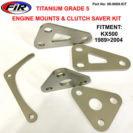 Titanium Engine & Clutch Saver Kit, KX500 1989>2004 32029-1639 32029-1652, 12053-1172 Mount