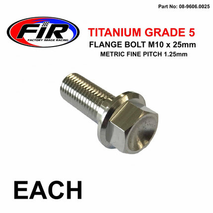 Titanium GR5 Bolt M10 x 25mm Each, Metric Fine 1.25mm / Grade 5