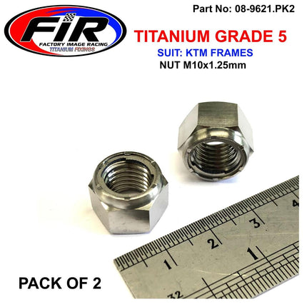 Titanium GR5 M10x1.25mm Nut, KTM Husq & Husa / Pack Of 2, (54310086100 Metric Fine)