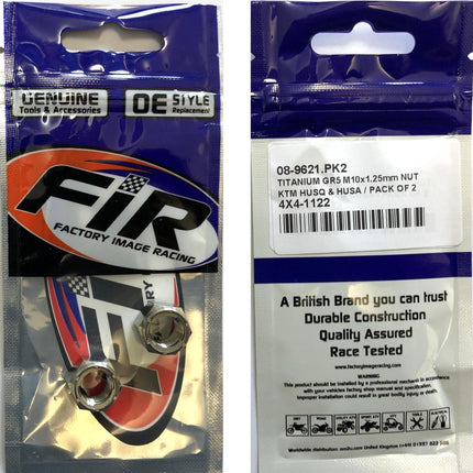 Titanium GR5 M10x1.25mm Nut, KTM Husq & Husa / Pack Of 2, (54310086100 Metric Fine)