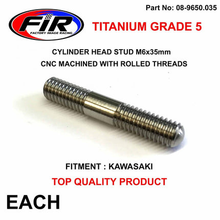 Titanium G5 Stud M6x35mm Each, Front Spindle Stud KX 89>2004, / Universal