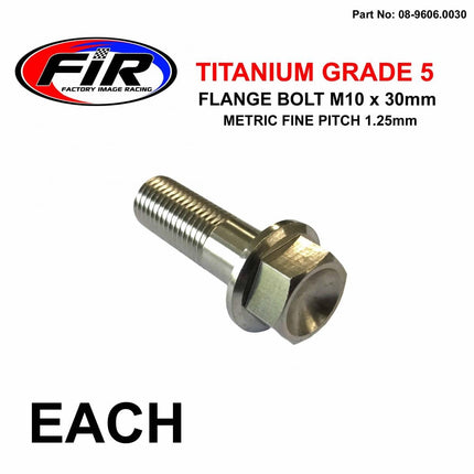 Titanium GR5 Bolt M10 x 30mm Each, Metric Fine 1.25mm / Grade 5