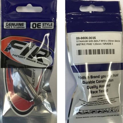 Titanium GR5 Bolt M10 x 35mm Each, Metric Fine 1.25mm / Grade 5