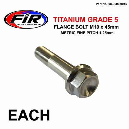 Titanium GR5 Bolt M10 x 45mm Each, Metric Fine 1.25mm / Grade 5