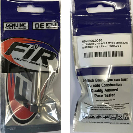 Titanium GR5 Bolt M10 x 55mm Each, Metric Fine 1.25mm / Grade 5