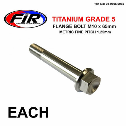 Titanium GR5 Bolt M10 x 65mm Each, Metric Fine 1.25mm / Grade 5