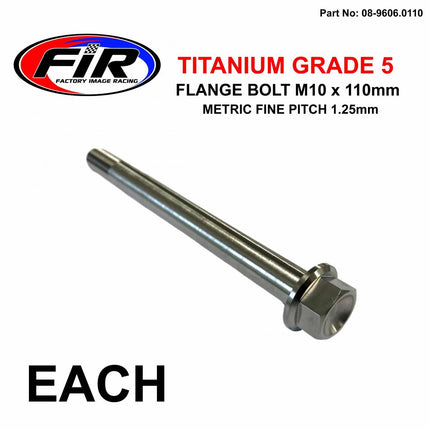 Titanium GR5 Bolt M10 x 110mm Each, Metric Fine 1.25mm / Grade 5