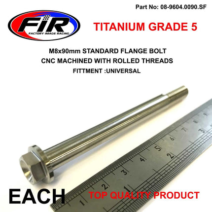 Titanium GR5 Bolt M8 x 90mm Each, Flange OD: 14mm / Hex Size: 10mm, /