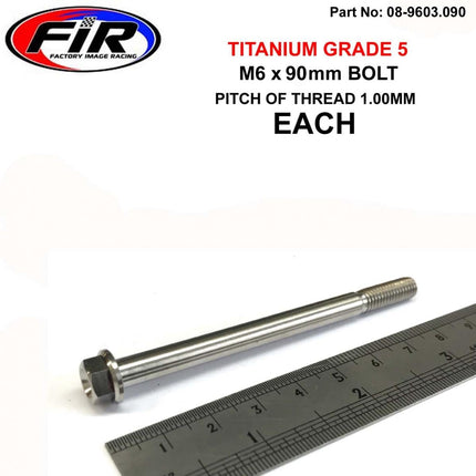 Titanium GR5 Bolt M6 x 90mm Each, Flange OD: 11mm / Hex Size: 8mm, /