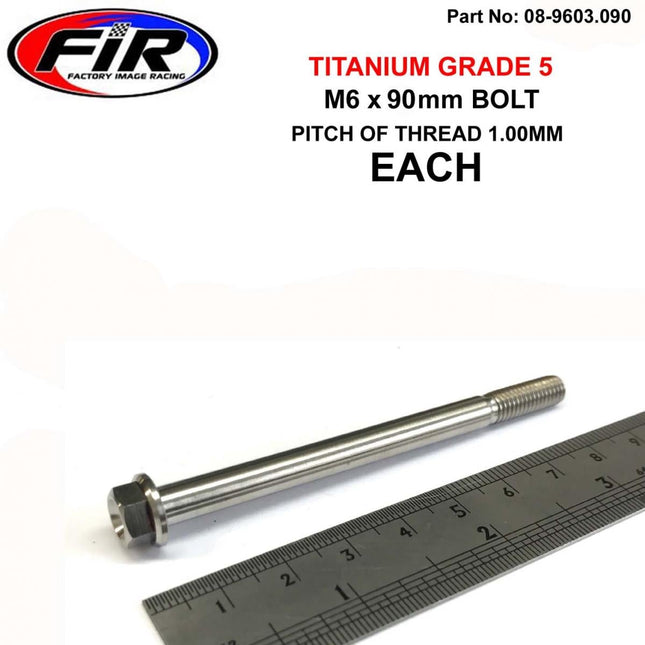 Titanium GR5 Bolt M6 x 90mm Each, Flange OD: 11mm / Hex Size: 8mm, /