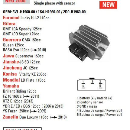 REGULATOR XT125R/X XTZ125E Rectifier-Regulator