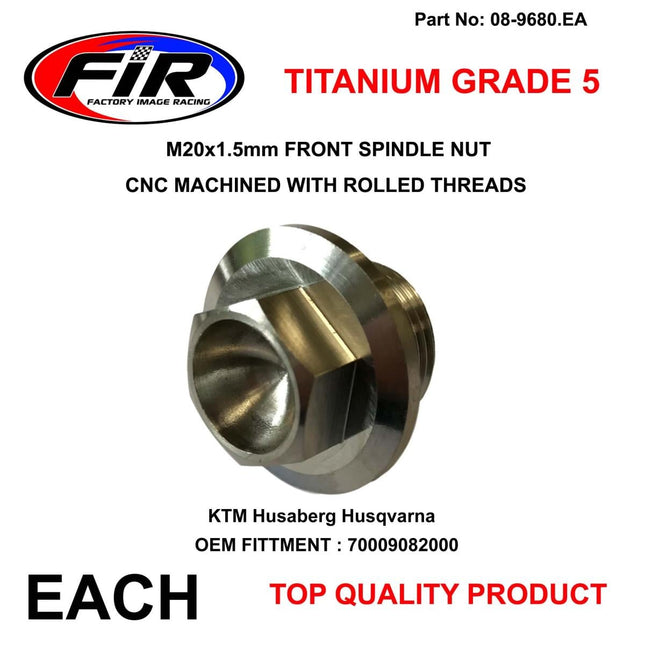 KTM New Front Spindle Nut M20x1.5, Titanium GR5 / Each / OEM 70009082000, 16-394, M20 Stem Bolt 54801036000C1