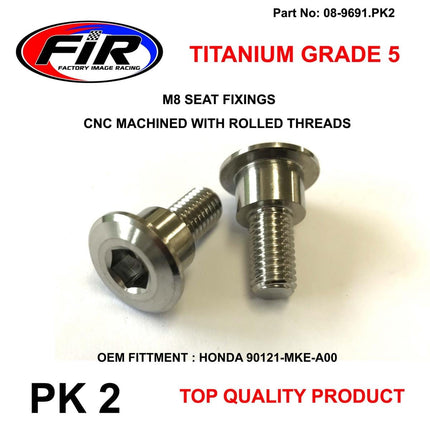 M8 Seat Bolts Honda Pk 2, Titanium Grade 5 / OEM REF:90121-MKE-A00