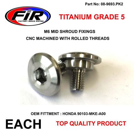 M6 Rad Shroud Bolts Honda Pk 2, Titanium Grade 5 / OEM Ref: 90103-MKE-A00