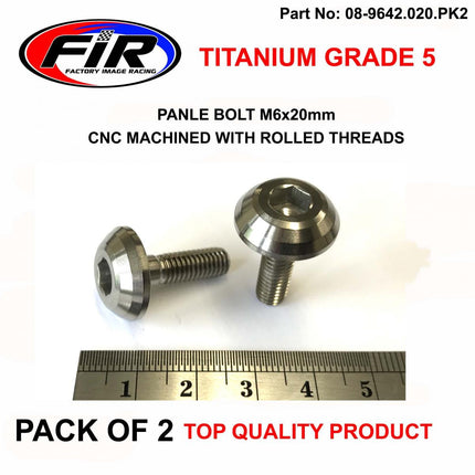 Titanium GR5 Panel Bolt M6X20mm, Pack Of 2 / Metric Coarse