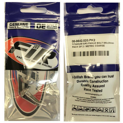 Titanium GR5 Panel Bolt M6X20mm, Pack Of 2 / Metric Coarse
