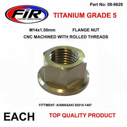 Titanium GR5 M14x1.50mm Each, Flange Nut / Kawasaki 92015-1407, / OEM Kawasaki 92015-1407