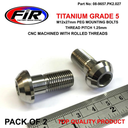 Titanium GR5 M12x1.25x27mm PK2, Honda Peg Mount Bolts, / 90101-KZ4-J40