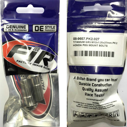 Titanium GR5 M12x1.25x27mm PK2, Honda Peg Mount Bolts, / 90101-KZ4-J40