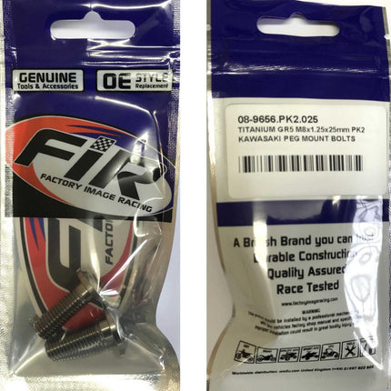 Titanium GR5 M8x1.25x25mm PK2, Kawasaki Peg Mount Bolts, / 92154-0515