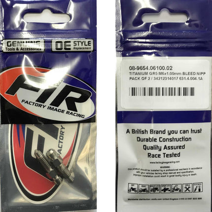 Titanium GR5 M6x1.00mm Bleed Nipple, Pack Of 2 / 34212314017 631.4.004.1A, / 105.3387.10