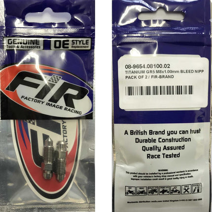 Titanium GR5 M8x1.00mm Bleed Nipple, Pack Of 2 /