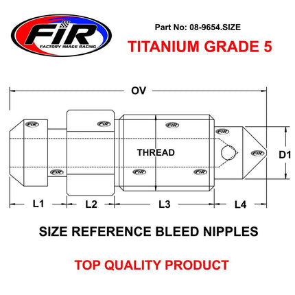 Titanium GR5 M8x1.25mm Bleed Nipple, Pack Of 2 / 43352-568-003 61013020100, / 36Y-W0048-00