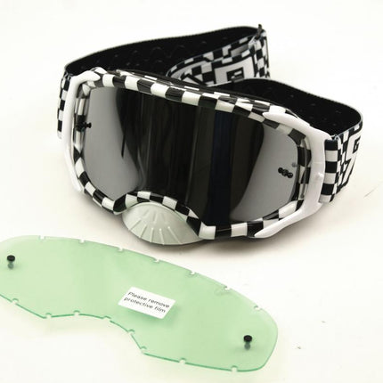Rnr Platinum Tear Off Mirrored, Chq Flag Goggle, GAM10, Tear Off
