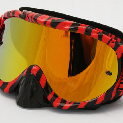 Rnr Hybrid Wild Rd/bk Mirrored Lens, Wild Red & Black Goggle, GH365M, Mirrored Lens