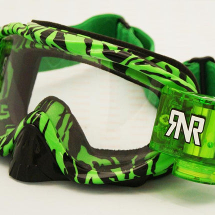 Rnr Hybrid Wild Gn/bk Fully Loaded Roll Off, Wild Green & Black Goggle, GH367, Roll & Tear Off